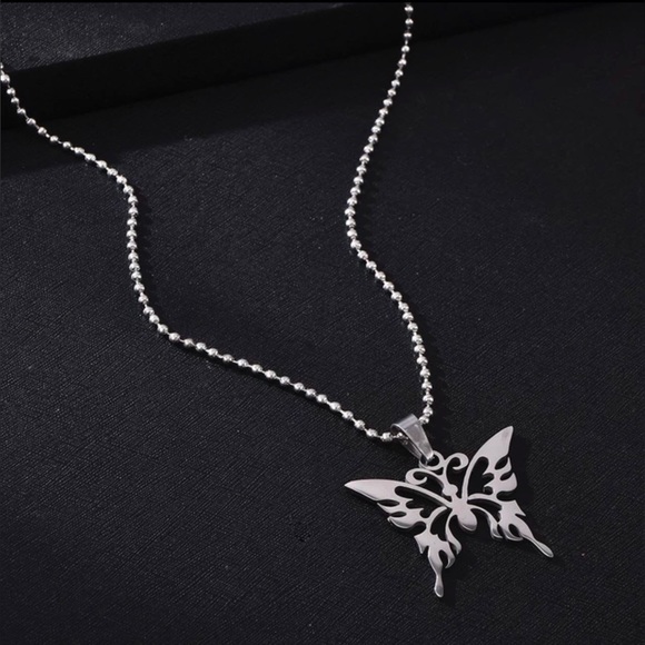 “Tribal Butterfly” Stainless Steel Lasercut Cut-out Hollow Open Abstract Pendant - Picture 15 of 16